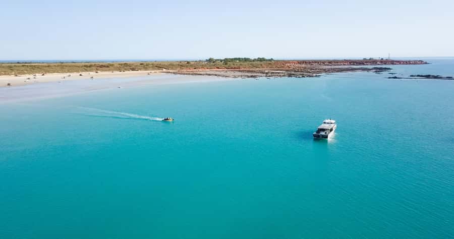 Broome Sunset & Whale Watching Cruise - Finding a clear view from the 65-foot boat