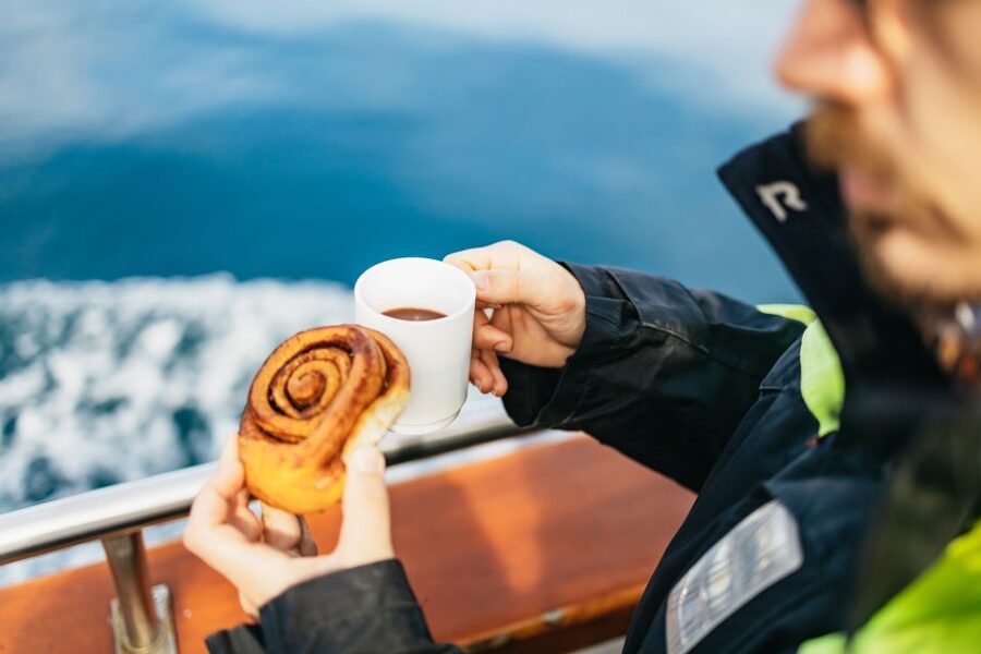 Húsavík: Whale Watching Tour with Guide - Hot chocolate and the return to Húsavík