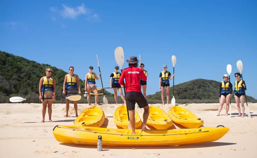 Noosa: Epic Whale Watching Ocean Kayak Tour & Beach 4X4 - Snacks, swimming, and the return drive